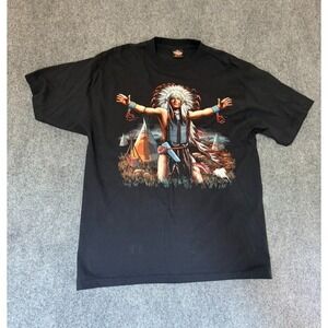 VTG Rock Eagle Native American Double Graphic TShirt Men's Single Stitch Size XL